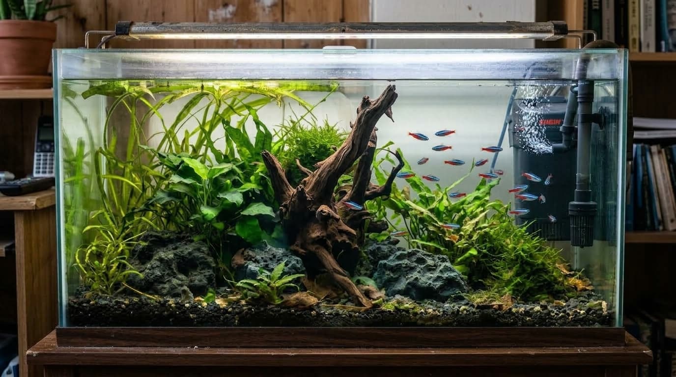 Aquarium crystal clean and thriving after Creators maintenance